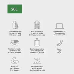 Mochila triple Amsterdam negro. 47x25x15,5cm.