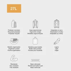 Mochila triple Oslo unicornio. 41x28x16,5cm.