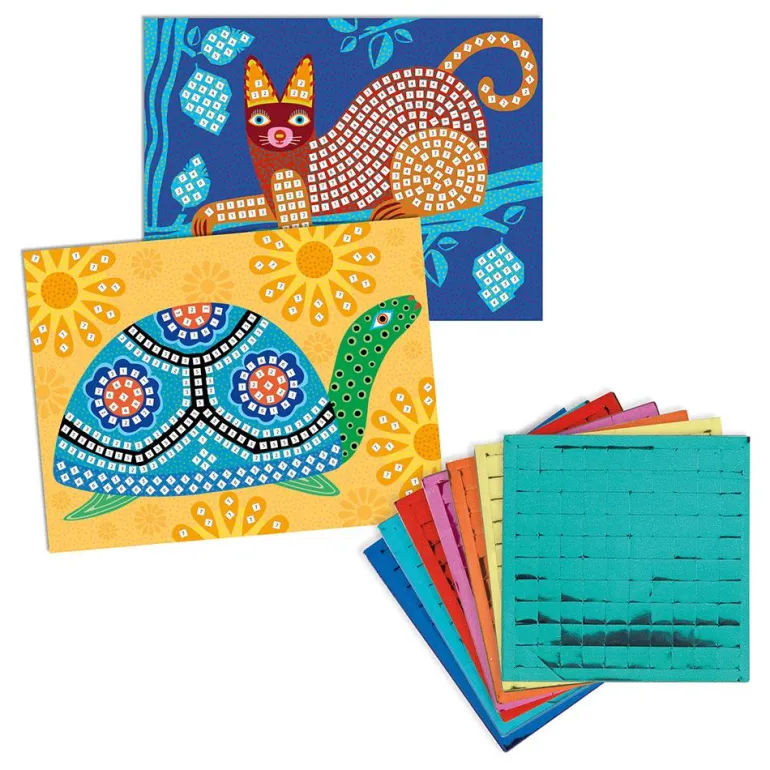 Mosaicos gato y tortuga