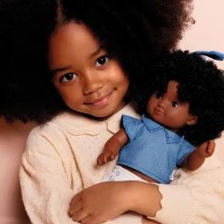 Muñeca Janet con conjunto azul y blanco 32cm.