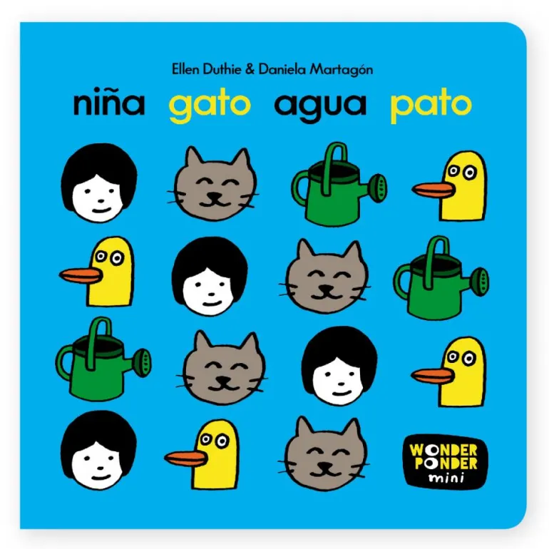 Niña, gato, agua, pato