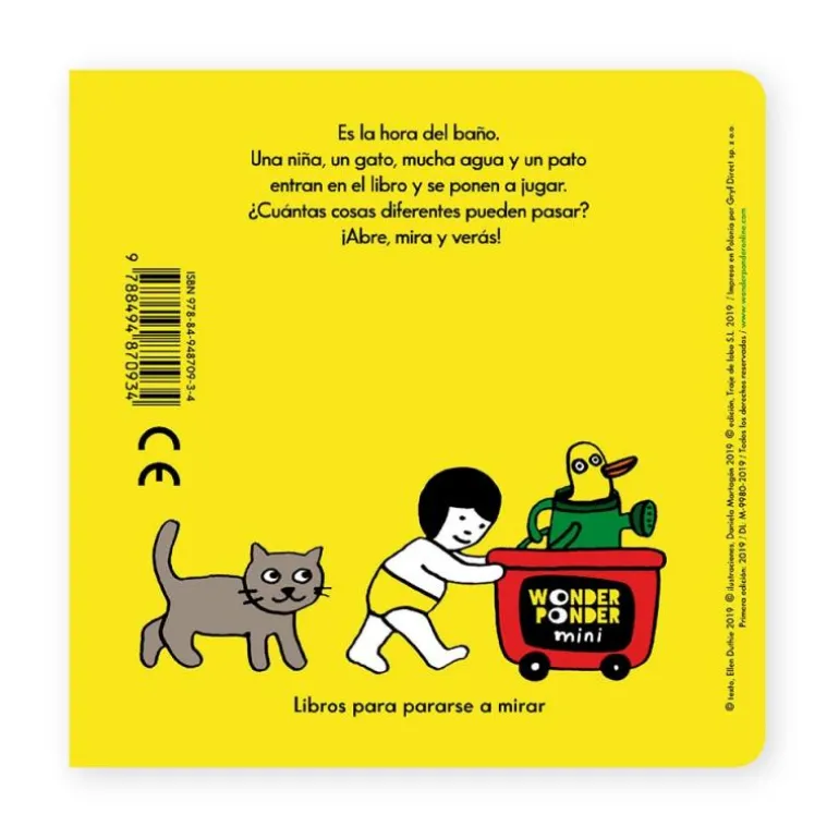 Niña, gato, agua, pato