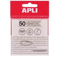 Notas adhesivas transparentes 75x75mm 50 hojas Apli