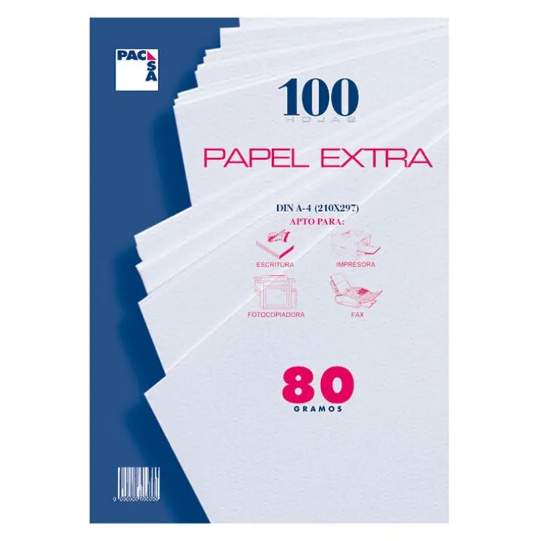 Papel A4 liso 100 hojas