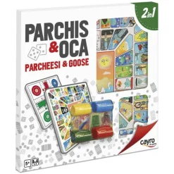 Parchís y oca: tablero con accesorios para 4 jugadores