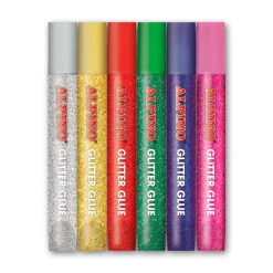 Pegamento con purpurina y aplicador 6 colores Alpino