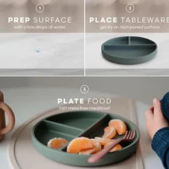 Plato de silicona con ventosa y 3 compartimentos Mushie