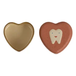 Portadientes de metal forma corazón rosa Maileg