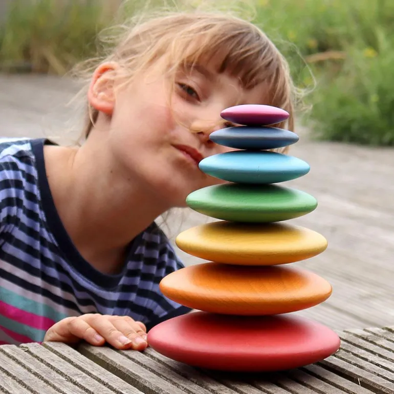 Rainbow buttons madera colores apilables