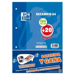 Recambio A4 Oxford 4 taladros cuadro 4x4mm 120 hojas