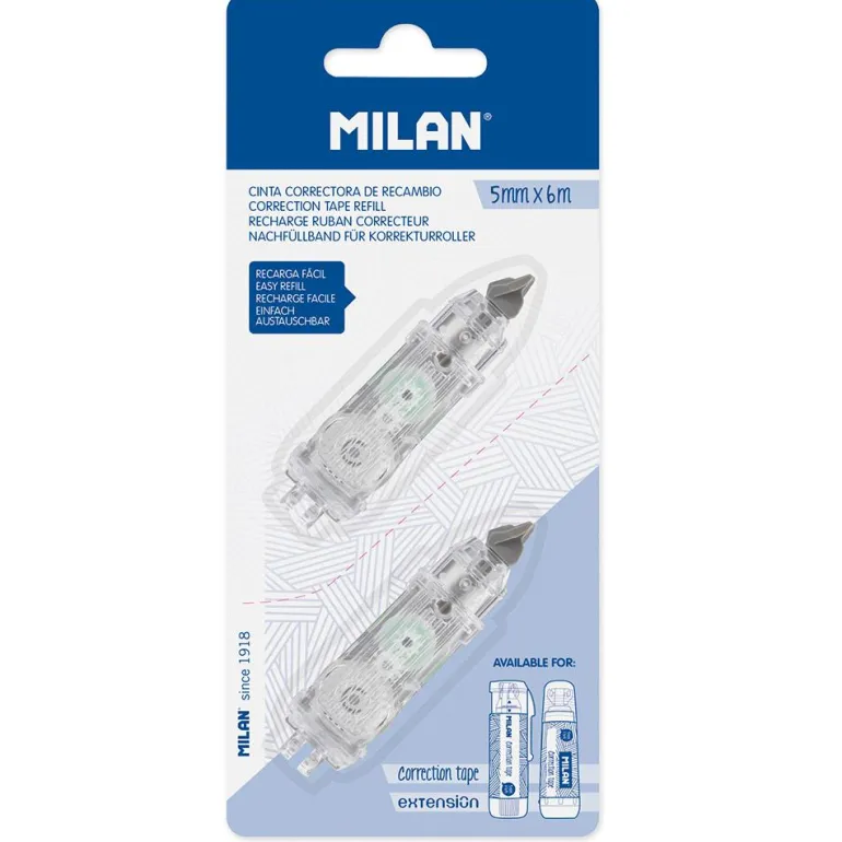 Recambio para corrector cinta Milan Mini 5mmx6m 2 unidades
