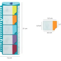 Regla con índices adhesivos reposicionable para carpeta anillas