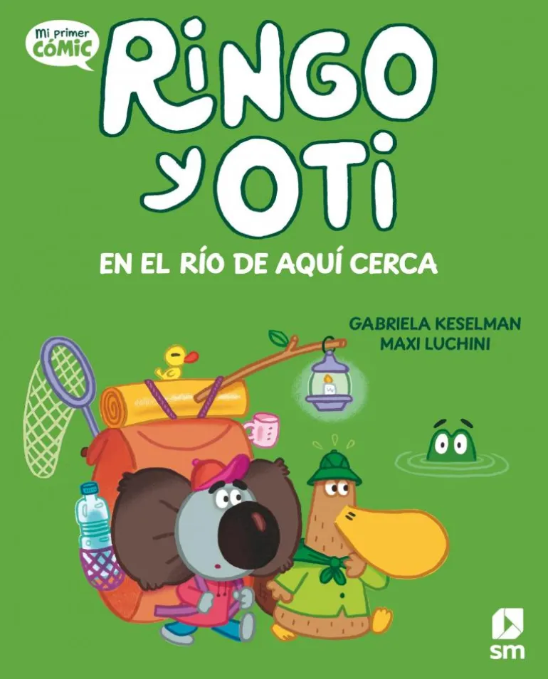 Ringo y Oti en el río de aquí cerca