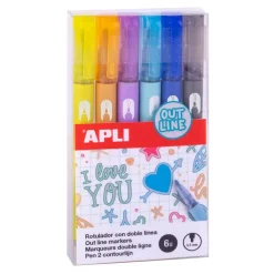 Rotulador doble línea 6 colores