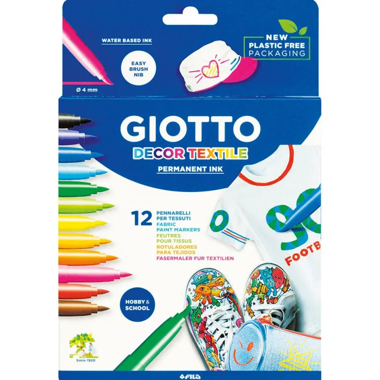 Rotulador textil 12 colores Giotto