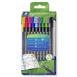 Rotulador triplus fineliner eco 10 colores
