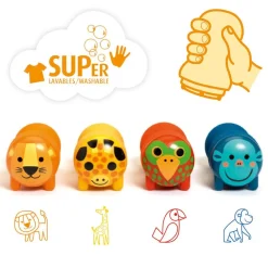 Sellos ergonómicos animales de la selva