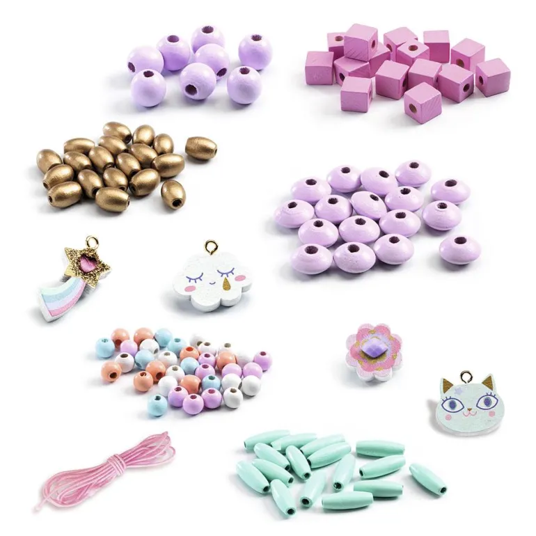 Set 400 abalorios madera arcoíris