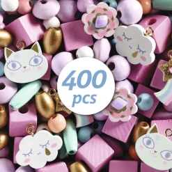 Set 400 abalorios madera arcoíris