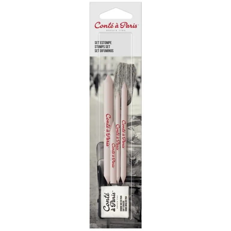 Set de 4 difuminos y goma de borrar