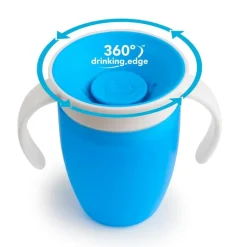 Taza antigoteo con asas 200ml Miracle 360 azul