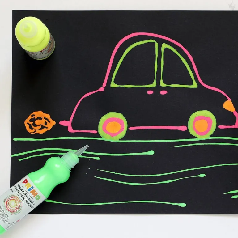 Témpera 8 colores flúor y metalizados 50ml. Primo