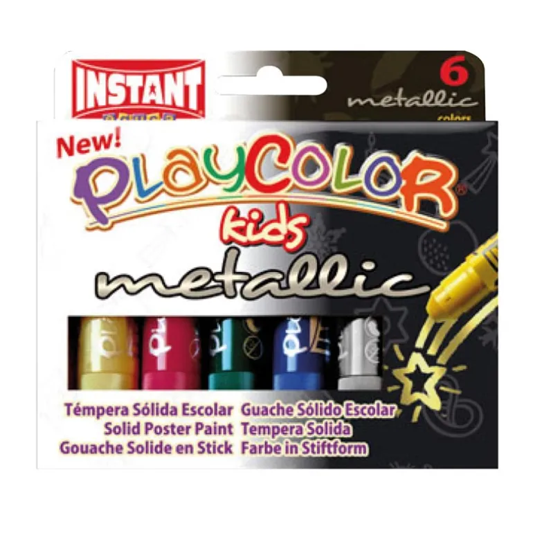 Témpera sólida 6 colores metalizados Playcolor Instant