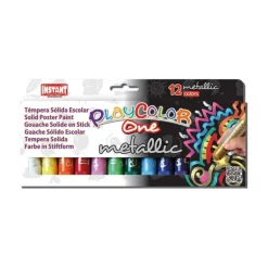 Témpera sólida 12 colores metalizados Playcolor Instant