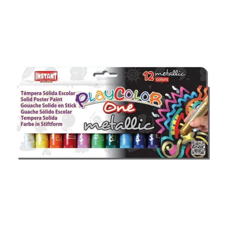 Témpera sólida 12 colores metalizados Playcolor Instant