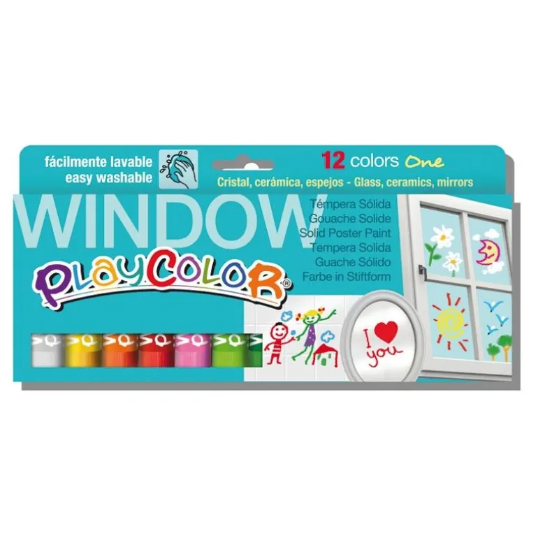 Témpera sólida para ventana 12 colores Playcolor Instant