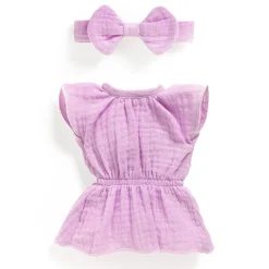 Vestido violeta con lazo para el pelo 32cm